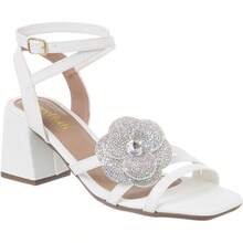 Women's Medium Thick Heel Sandal Comfortable Flower With Glitter - trắng - Xem 10
