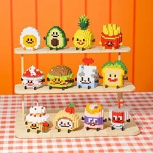 1 Pc Small Particle Creative Food Building Blocks, French Fries, Hamburger, Fruit Assembled Micro Blocks Toy, Suitable For Home Collection Decor Or New Year's Gift Cute Desktop Decorative, DIY Craft, Gifts For Friends, Birthday, Decor Pieces, Wow Factor Artworks!/Christmas Gifts,Speelgoed,Diy Gift,Diy Gifts,Mcdonald's,Building Blocks Friends,Jigsaw Puzzle - Multicolor - View 3