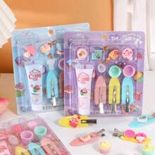 1 pièce Ensemble cadeau de pinces à cheveux de style princesse à simulation de crème multicolore, kit d'accessoires de maquillage et de bijoux pour filles