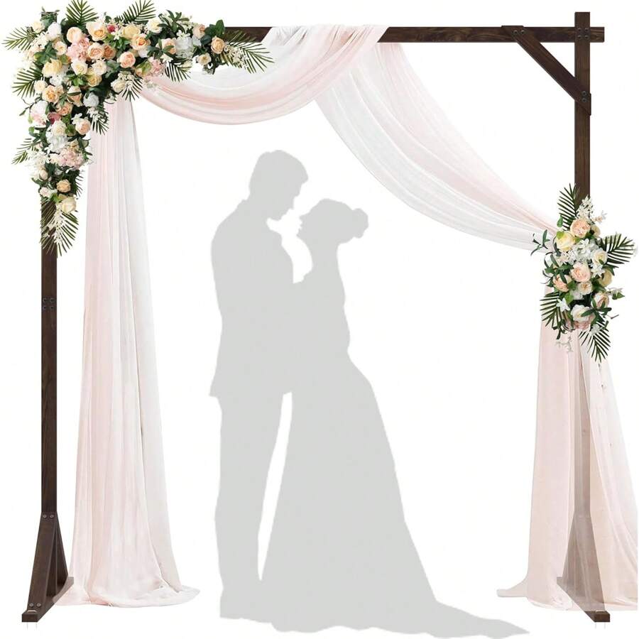 1pc Wooden Wedding Square Arch 7.2ft Backdrop Stand For Ceremony, Rustic Wedding Arches For Indoor Proposal Party, Elegant Wooden Arch For Outdoor Lawn Forest Wedding Decoration - 1 cái - Xem 1