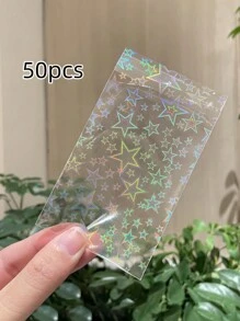 100pcs Transparent Laser Jewelry Bags - OPP Ring Bags, Earrings, Bracelets, And Necklaces - Rainbow Gradient Display And Storage Adhesive Laser Sealed Bags - Suitable For Small Badges, Sequins, Protective Bags, Laser Badge Storage Bags, Mountain Treasure Mail Circular Card Storage, Adhesive Sealed Packaging Material Cards, Star Chips, Small Gift Packaging Bags, Party Bags, Wedding And Birthday Party Gift Bags, Craft Handbags, Party Gifts, Birthday Decorations, Purchased Products Party Gift Decorations, Wedding Decorations, Party Supplies - Jewelry Bags - View 29