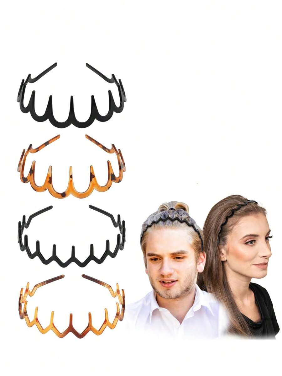 Zig Zag Black Plastic Sharks Tooth Hair Comb Headband For Women - Multicolor - View 1