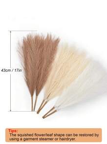 Juego de 3 piezas/6 piezas de pastos pampa artificiales de colores mixtos (5 unidades de 17 pulgadas). Flores artificiales simuladas de caña bohemia para decoración del hogar, boda, ramos, habitación, decoración, San Valentín, regalo