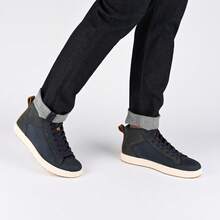 Mens Lace-Up Knit High Top Sneaker - Black - View 2