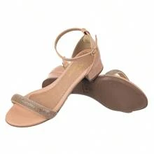 Women's Low Heel Sandal With Rhinestones And Closed Back - 乾枯玫瑰色 - 查看 4
