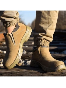 Calzado de Seguridad Industrial con Puntera de Acero para Hombre, Calzado de Trabajo y Seguridad para Hombre, Resistente a Lesiones por Objetos Punzantes y Aplastamiento, Resistente al Polvo y Antideslizante, Botas de Trabajo para Hombre con Puntera de Acero Aislante y Antifricción para Soldadura y Prevención de Chispas, Adecuado para Sitios Industriales y Sitios de Construcción.