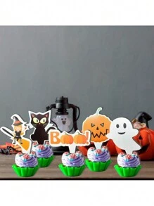 10 que trang trí bánh theo chủ đề Halloween, vật dụng tiệc thiết kế hình bí ngô và ma, đồ trang trí bàn tráng miệng, Giáng sinh - Nhiều màu - Xem 6