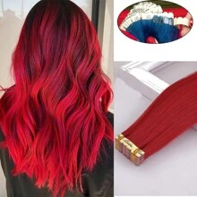 迷你胶带合成接发 24 英寸 10 件直发隐形胶带彩色接发适用于万圣节角色扮演装扮时尚派对圣诞新年礼物 - 彩色 - 查看 20
