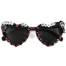 1 buc Ochelari decor de Halloween cu scrisoare de dragoste, păianjen, craniu, modele de fantomă, potrivite pentru petrecerea de Halloween, culoare aleatorie a literei în formă de inimă, ochelari de soare la modă pentru femei