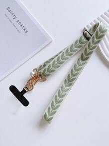 Leaf Mobile Phone Strap Hanging Adjustable Nylon Neck Lanyard With Faux Pearl Pendant And Wide Fabric Shoulder Strap Cover - Multicolor - View 9