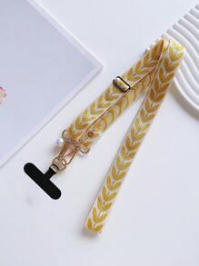 Leaf Mobile Phone Strap Hanging Adjustable Nylon Neck Lanyard With Faux Pearl Pendant And Wide Fabric Shoulder Strap Cover - Multicolor - View 8