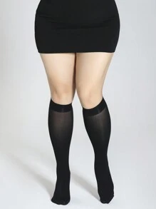 3 pares de medias altas negras para mujer, ultra delgadas de nailon, alta elasticidad, transpirables, calcetines largos y cómodos - Negro - Ver 2