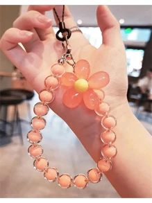 Dopamine-Colored Beaded Mobile Phone Strap With Inner Beads, Handmade Flower Charm Bracelet, Bag Decoration And Keychain In Korean/Japanese Ins Style Keychain Charms Lanyard For Keys Keychain Wristlet Gifts For Women