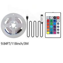 Taśma świetlna LED z pilotem IR24 do sterowania taśmą świetlną RGB, regulowana jasność, odpowiednia do sypialni, salonu, domowego oświetlenia lustra