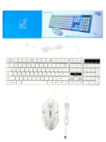 Cool Illuminated Gaming Keyboard And Mouse Set, Wired Mechanical Keyboard And Mouse For Desktop, Laptop Gaming - White - View 11