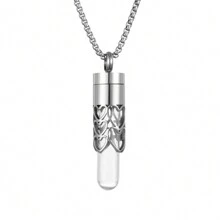 2024 Vòng cổ hương liệu bằng thép không gỉ mới Ống thủy tinh đựng dầu nước hoa Mặt dây chuyền Vòng cổ khuếch tán tinh dầu nước hoa Vòng cổ hương thơm Trang sức hương thơm Không mùi - Bạc - Xem 18
