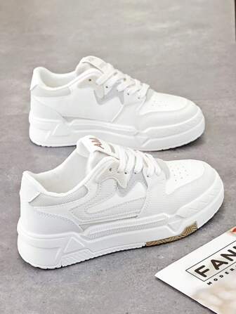 Gump Style 女士跑步鞋，春季新品，休闲白色运动鞋，百搭厚底鞋，厚底