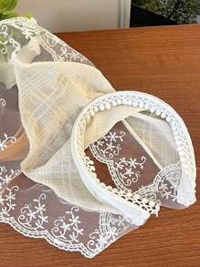 French Countryside Style Lace Wrap Headscarf Fashion Triangle Headscarf Women's Hair Tie Headband Seaside Accessories Retro Elegant Scarf Ribbon French Lace Triangle Headscarf Flower Hair Accessories Tiaras - Multicolor - View 17