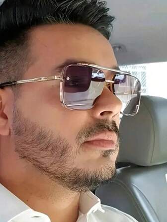 1 pieza Gafas de moda de hombre con gradiente gris y doble rayo, estilo callejero europeo y americano, versátiles y de moda, adecuadas para reuniones al aire libre, accesorios de fotografía de moda, gafas decorativas, accesorios de moda diarios, regalo perfecto para cumpleaños, vacaciones, fiestas, navidad, accesorios de playa, gafas de sol para vacaciones de verano en la playa, al aire libre, viajes