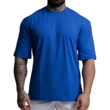 Oversized Gym T-Shirt Loose Bodybiulding Loose Training Shirt - 藍色 - 查看 2
