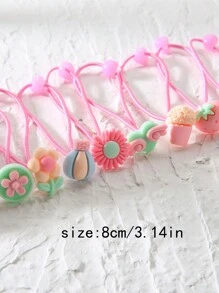 20 piezas de Scrunchies para el cabello con flores y lazos de colores aleatorios para niñas - Rosa - Ver 6