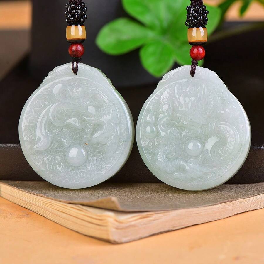 1 Thẻ tròn Ngọc Rồng và Phượng hoàng tự nhiên, Đá quý trắng, Mặt dây chuyền rồng, Mặt dây chuyền Phượng hoàng, Vòng cổ mặt dây chuyền Hộ mệnh, Vòng cổ đá quý chạm khắc pha lê chữa bệnh tự nhiên, Phụ nữ, Nam giới và Phụ nữ, Quà tặng trang sức may mắn, Quà tặng gia đình, Quà tặng lễ hội, Quà tặng pha lê thạch anh. - Một đôi rồng và phượng - Xem 1