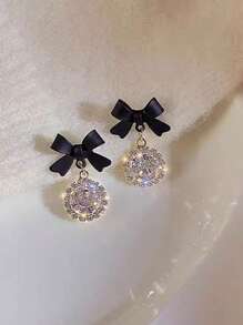 1 对黑色蝴蝶结耳钉，时尚独特珠宝 - A - 查看 2