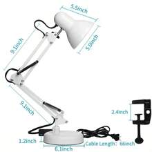 Lámpara De Escritorio Brazo Giratoria 360° Con Clip Y Base - Dorado - Ver 6