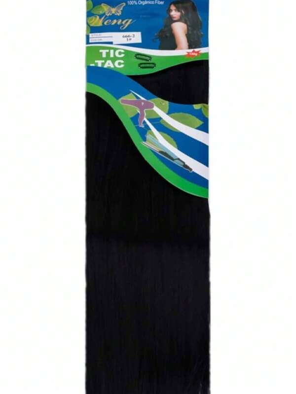Cabelo 100% Organico em 1 Tela com tic-tac - Preto - 65CM
