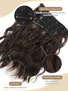 12 Inch Clip On Wig For Summer Autumn Lightweight Water Ripple Curly Wig 4-Piece Set Synthetic Heat-Resistant Fiber Wig Suitable For Women's Daily Holiday Wear