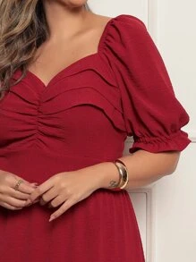 Women's Plus Size Long Dress Luxury Evangelical Graduation - Màu Đỏ Sâu - Xem 4