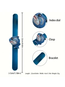 2pcs Creative Cartoon Cute Shark Pattern Slap Watch, Suitable For Festival Party Gift, Birthday Gift - Blue - View 2