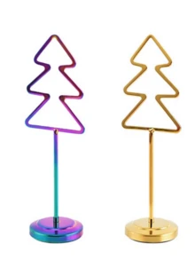 1pc Stainless Steel Christmas Tree Shape Place Card Holder, Wedding/Party/Restaurant Table Card Clip,Home Decor,Christmas Decor,Party Supplies - Fantasy Colors - View 6