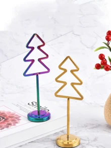 1pc Stainless Steel Christmas Tree Shape Place Card Holder, Wedding/Party/Restaurant Table Card Clip,Home Decor,Christmas Decor,Party Supplies - Fantasy Colors - View 4