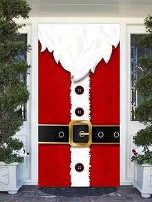 1pc Christmas Snowy Background With Santa Claus Banner, Winter Holiday Backdrop For Home Indoor Living Room Decor,Christmas