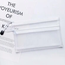 Pasta transparente para documentos de camada única/dupla, pasta de malha com zíper tamanho A4 para armazenamento de material escolar, organizador de arquivos de escritório, volta às aulas, volta às aulas, material escolar