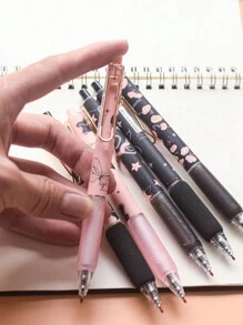 Black Frost Butterfly Ins Style Neutral Pen, European Style Packaging, Soft Grip, 0.5mm, Smooth Writing, Quick-Drying, Simple Design, Suitable For Students' Exam And Exercise, 6 Pens/Box Back To School - Black - View 6