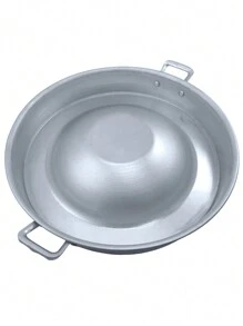 Comal Choricero, Taquero, para Suadero,  32 x 5.5 cm, Con Asas Acero Galvanizado. Bola hacia arriba. - Gris Claro - Ver 1