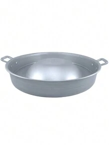 Comal Choricero, Taquero, para Suadero,  32 x 5.5 cm, Con Asas Acero Galvanizado. Bola hacia arriba. - Gris Claro - Ver 3