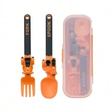 Juego de tenedor y cuchara de PP para bebé con forma de motocicleta y diseño de dibujos animados, vajilla portátil y divertida para niños, incluye caja de almacenamiento, disponible en múltiples colores - Color - Ver 14