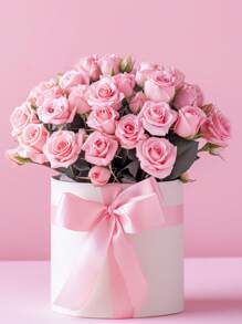 1Pc Flower Box Rose Boxes Round, Cardboard Box For Gift Candy Chocolate Packaging, Flowers For Delivery Prime Birthday Valentine's Day Gifts Wedding DIY Decoration(White) - White - View 4