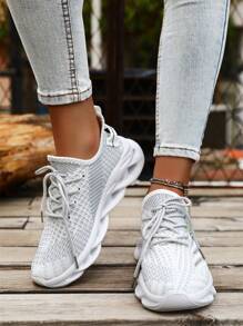 Women's Sneakers Athletic Sporty Shoes Non Slip Blade Running Gym Workout Casual Shoes Lightweight Walking Shoes Fashion Sneakers White Trainers