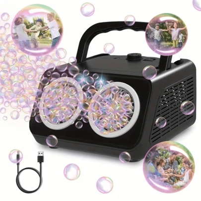 1.5K+ Bubbles/Minute Outdoor Bubble Machine, Dual Nozzle, & Portable, Ideal For Parties & Events To Create Atmosphere, Accessory For Gatherings, No Bubble Fluid Included