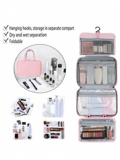 大号挂钩洗漱包，防水可折叠手提包，旅行化妆包，剃须刀收纳包，女士化妆包，学生用品，宿舍，大学，化妆品收纳盒，化妆品容器，旅行配件，女士旅行必备，大学，邮轮，暑假