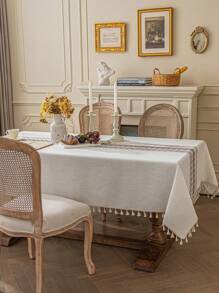 1 szt. Wysokiej precyzji haftowany obrus z frędzlami, wzór jesiennej pszenicy, pokrowiec przeciwkurzowy na biurka, pianina, obrus dekoracyjny do domu, odpowiedni do restauracji, kawiarni, kolacji, imprez, świąt, Święta Dziękczynienia, Bożego Narodzenia