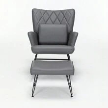 Rocking Chair, Glider Chair,Rocking Accent Chair With Lumbar Pillow And Ottoman For Nursery/Living Room/Bedroom - 灰色 - 查看 4