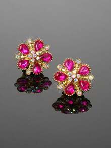 2pcs Vintage Rhinestone Cufflinks Covers Women Elegant Shirt Sleeve Buttons Clips Crystal Floral Shirt Studs Set Fashion Accessory DIY Button Copper Covers Ladies Clothing Accessories Button Decoration Holiday Gift - Star - View 9