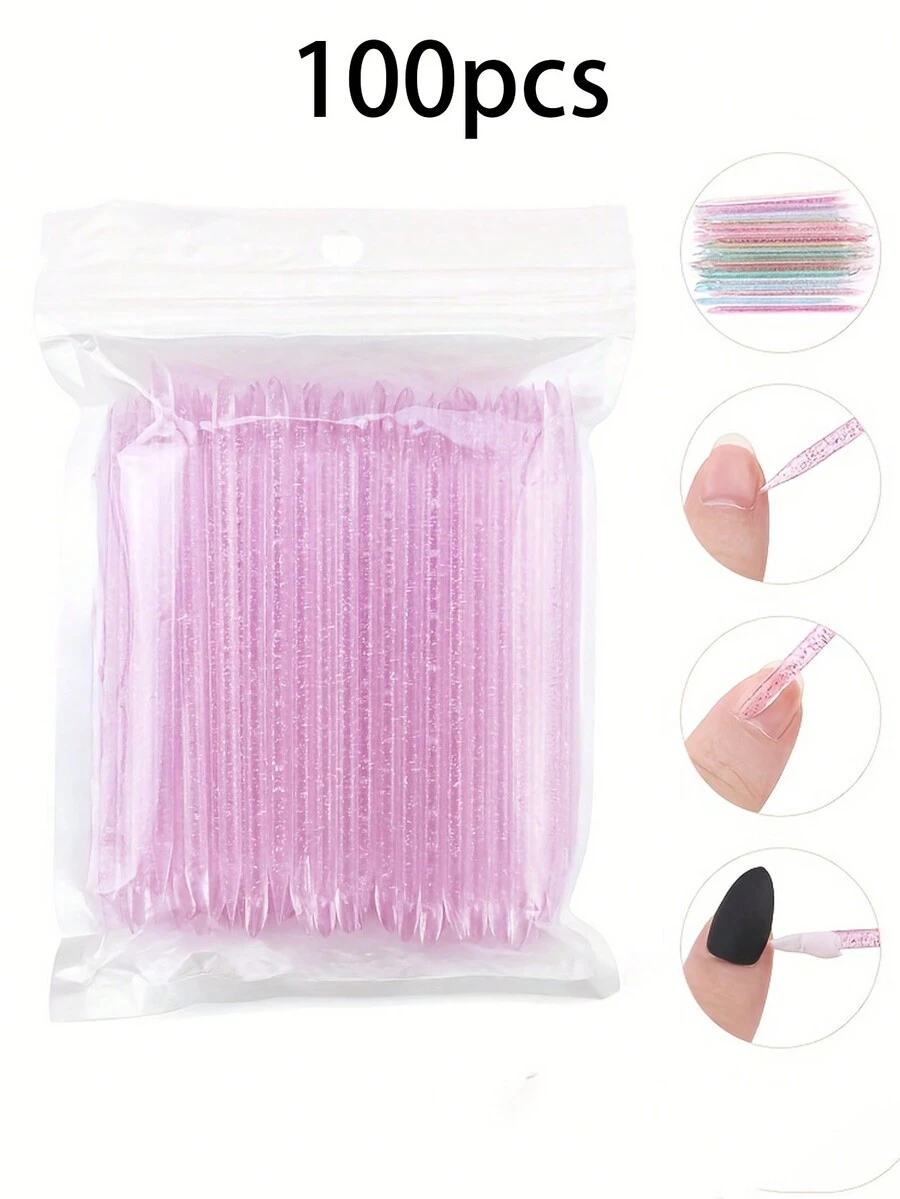 100pcs Reusable Crystal Nail Cuticle Pusher And Remover Dual-Ended Manicure Tool Nail Care - Multicolor - View 1