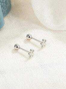 2 Pcs New Simple Stainless Steel Golden Flower Small Stud Earring For Women Girl Teen Tiny Screw Back Piercing Accessories
