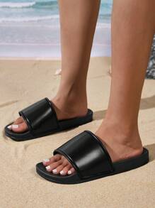 Novos chinelos casuais leves e confortáveis com sola de borracha preta para mulheres, macios, duráveis, antiderrapantes e com absorção de choque - Preto - Ver 4